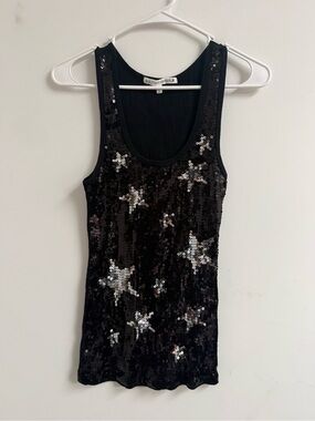 Almost Famous Black Sequin Star Tank Top